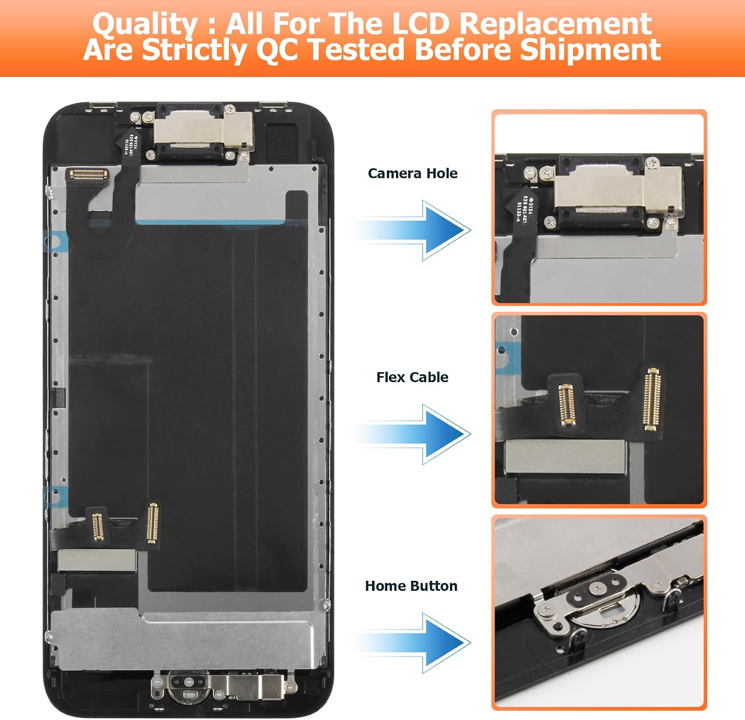 AGCUT Original for iPhone SE 3rd Generation 2022 Screen Replacement for iPhone SE 2022 LCD Display A2595 LCD Digitizer Touch with Home Button+Ear Speaker Front Camera Full Repair Kit