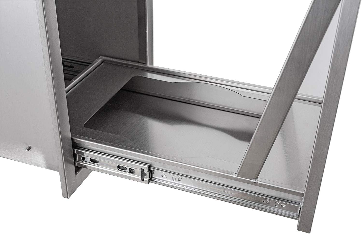 TIANAI 14" Single Pull-Out Trash Drawer Stainless Steel Outdoor Kitchen Trash Drawer Storage for One 10 Gallon Commercial Wastebasket