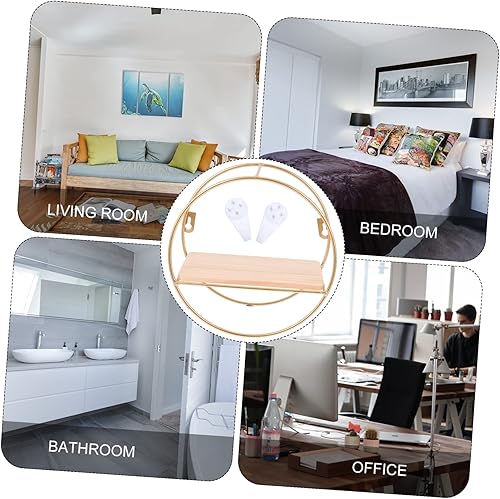 Miniatura 6 de ARTIBETTER Estantería flotante 1 juego de estantería de madera para libros, estantería de almacenamiento para plantas, macramé, marco de alambre,