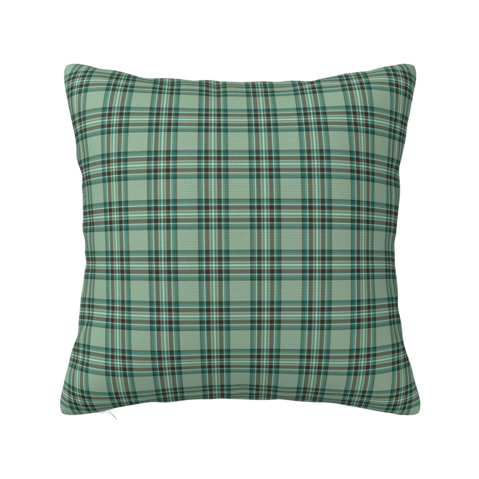 Kelly Tartan Pattern Mint Green Irish Plaid Pillowcase 18"x18"