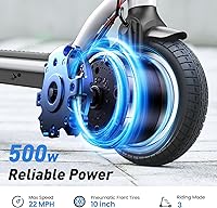 Vista 21 de Patinete eléctrico para adultos y niños grandes, alcance de 23/21 millas, velocidad máxima de 22/18 MPH, potente motor de 650/500/350 W, neumáticos