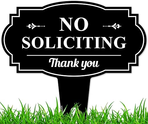 Miniatura 11 de Señal de No Solicitar para Casa, Señal de No Solicitar para Patio, 13"x13", Estacas Integradas Super Resistentes, Compuesto de Aluminio Libre de No
