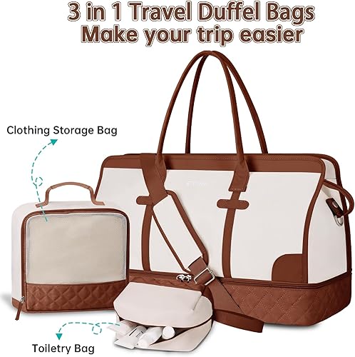 Miniatura 8 de ETRONIK Weekender - Bolsas de viaje para mujer, bolsas de viaje grandes con compartimento para zapatos y bolsillo húmedo, bolsa de mano con bolsas