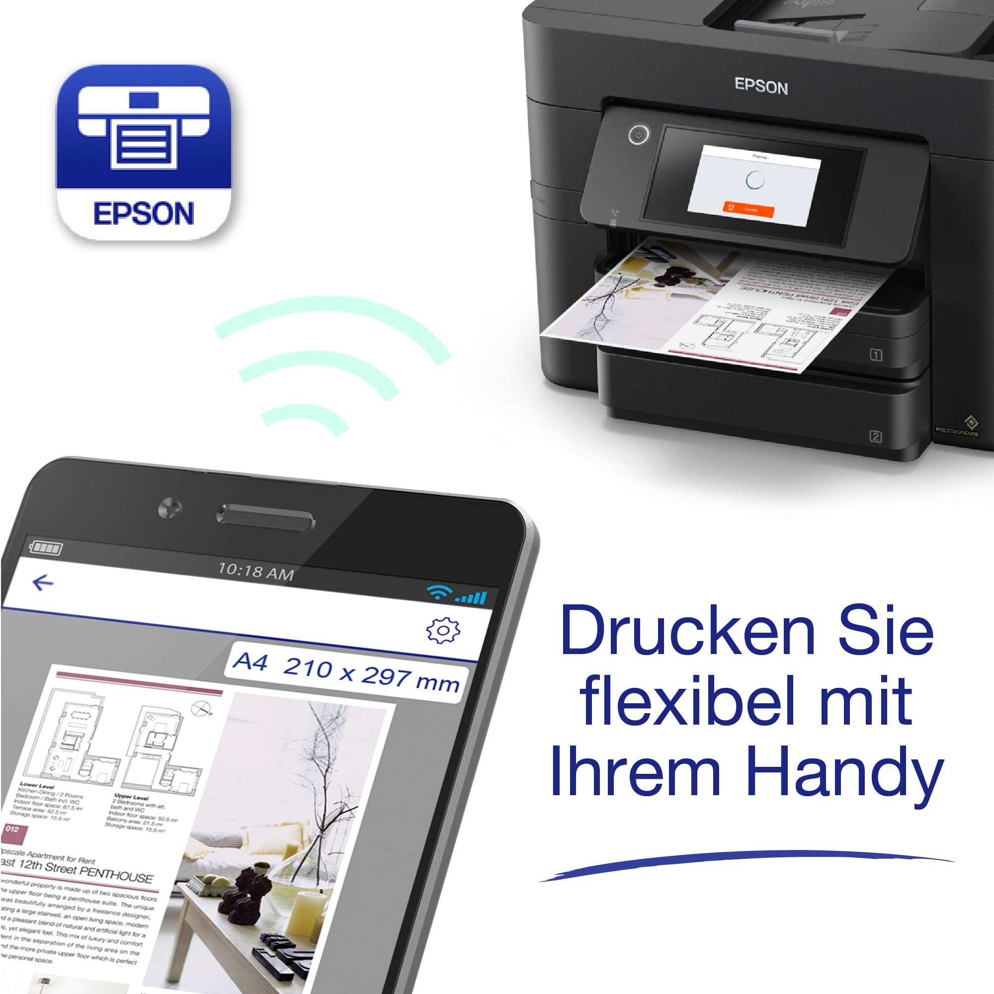 Epson Workforce Pro WF-4830DTWF A4 kabelloser Multifunktions-Tintenstrahldrucker