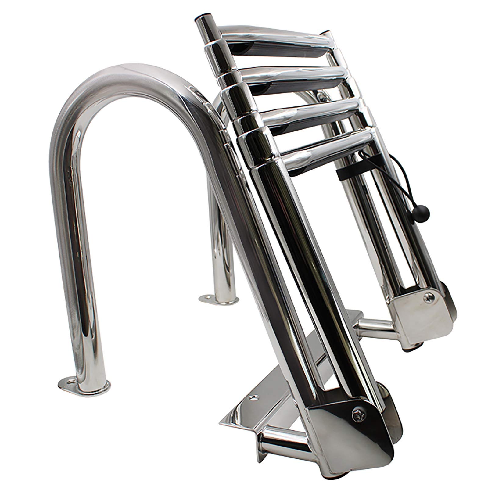 Échelle de bateau pliante 4 marches JATIBOSH en acier inoxydable pour ponton et quai