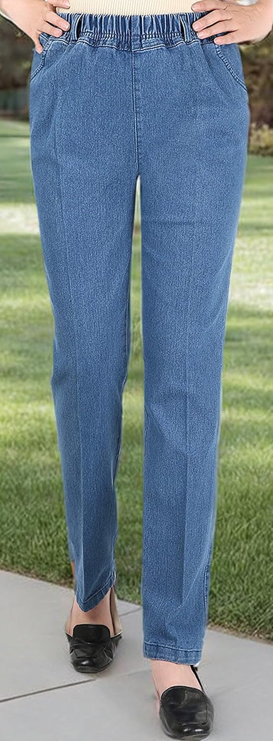 Youhan Women's Casual Pull On Elastic Waist Jeans (Small, Light Blue) - Image 7