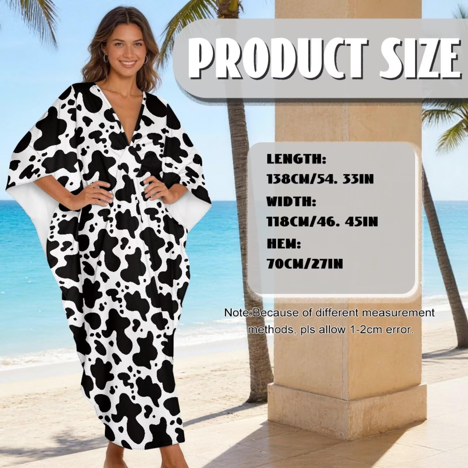 Poceacles Vestido caftán para mujer, talla grande, para cubrir el traje de baño, manga murciélago, verano, largo, caftán, playa, vestido maxi