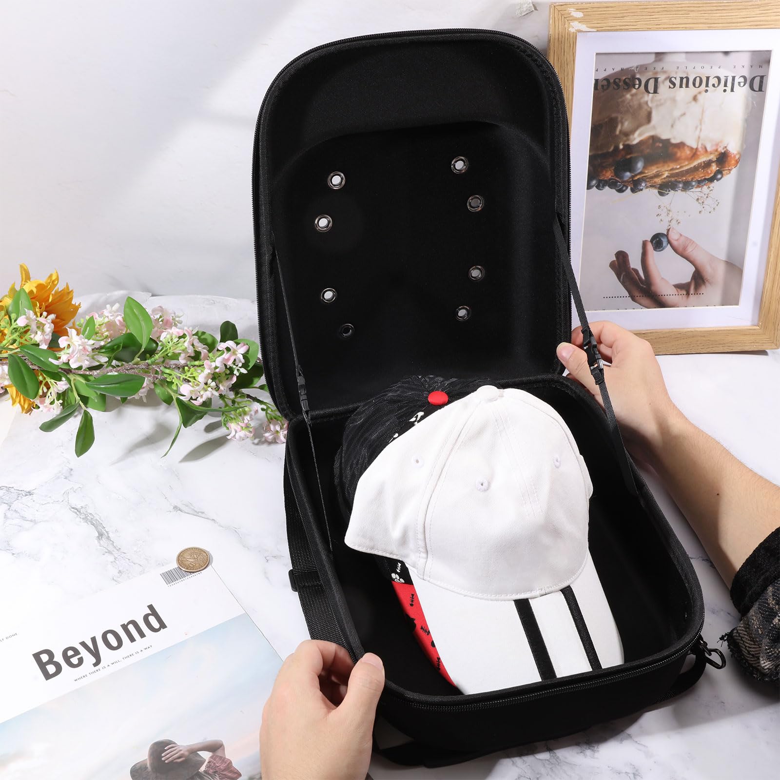Coperchi Cappello Custodia Da Viaggio Spalla Regolabile Baseball Cap Carrier Cappello Borsa di stoccaggio per 6 Cappelli per Viaggio