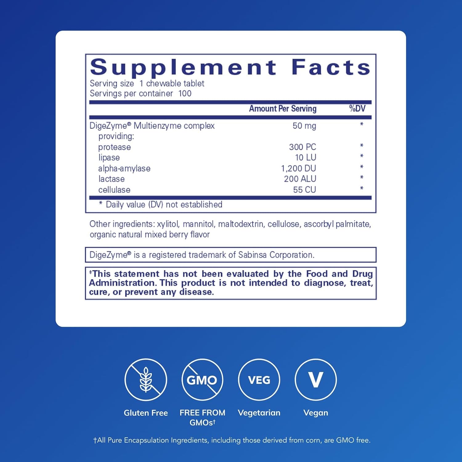 Pure Encapsulations Digestive Enzyme Chewables | Chewable Enzyme Blend to Support Protein, Carbohydrate, Fiber, and Dairy Digestion | 100 Chewable Tablets - Image 2