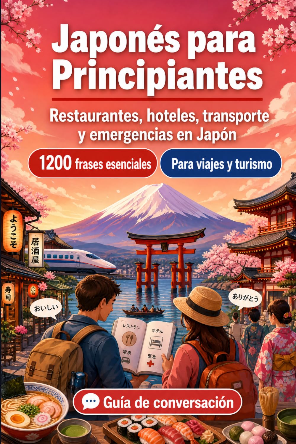 Japonés Para Principiantes: 1200 frases esenciales en Japonés para viajar en Japón: Guía fácil de pronunciación, conversaciones cotidianas, ... y consejos culturales para explorar Japón