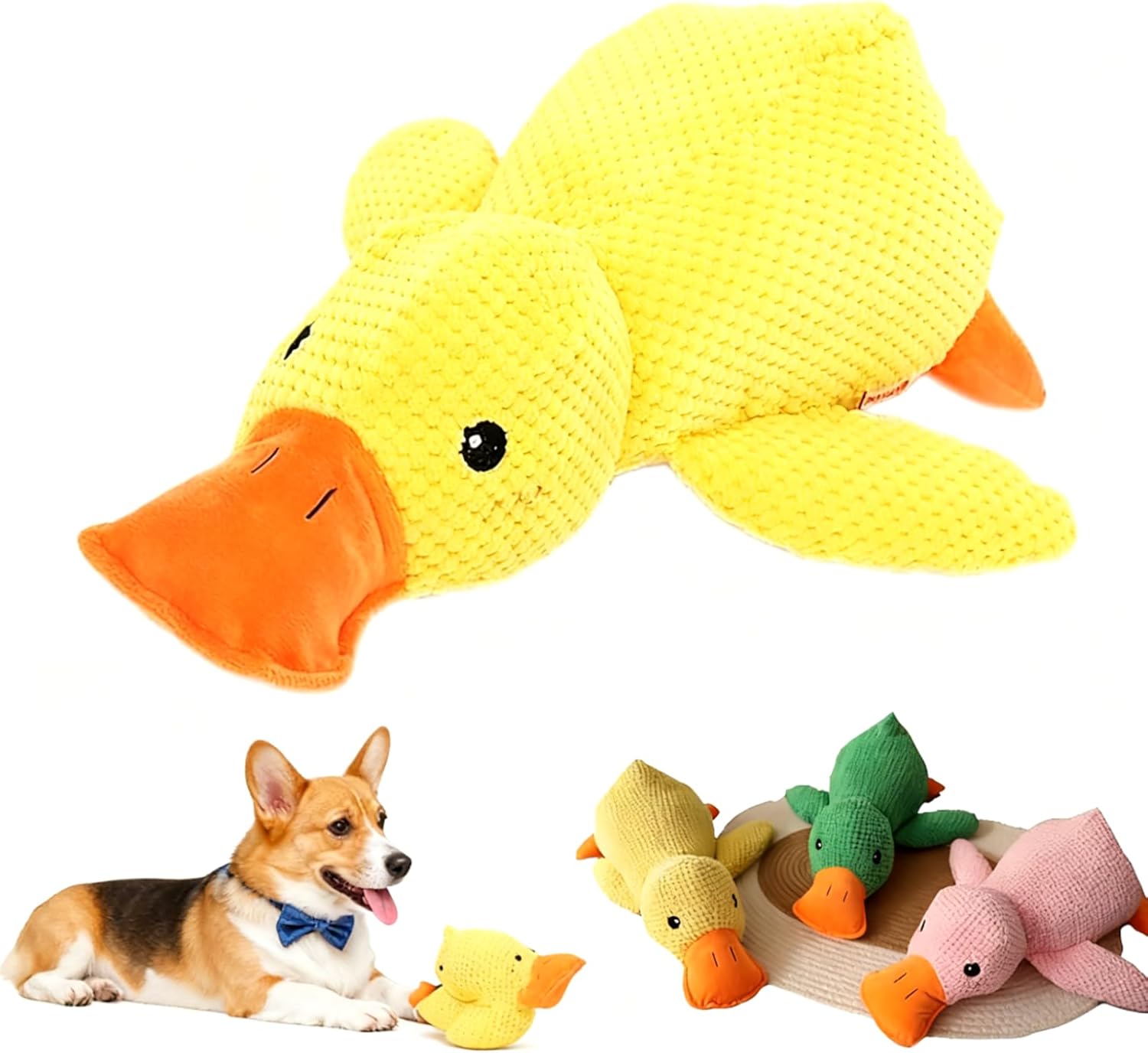 Duck Dog Toy for Dogs Pet Supplies, 2026 New Calming Toy for Dogs, Dog Toys for Aggressive Chewers Indestructible Toy for Large Small Pets Durable Stuffed Dog Puppy Toys (Pink, S+M+L)