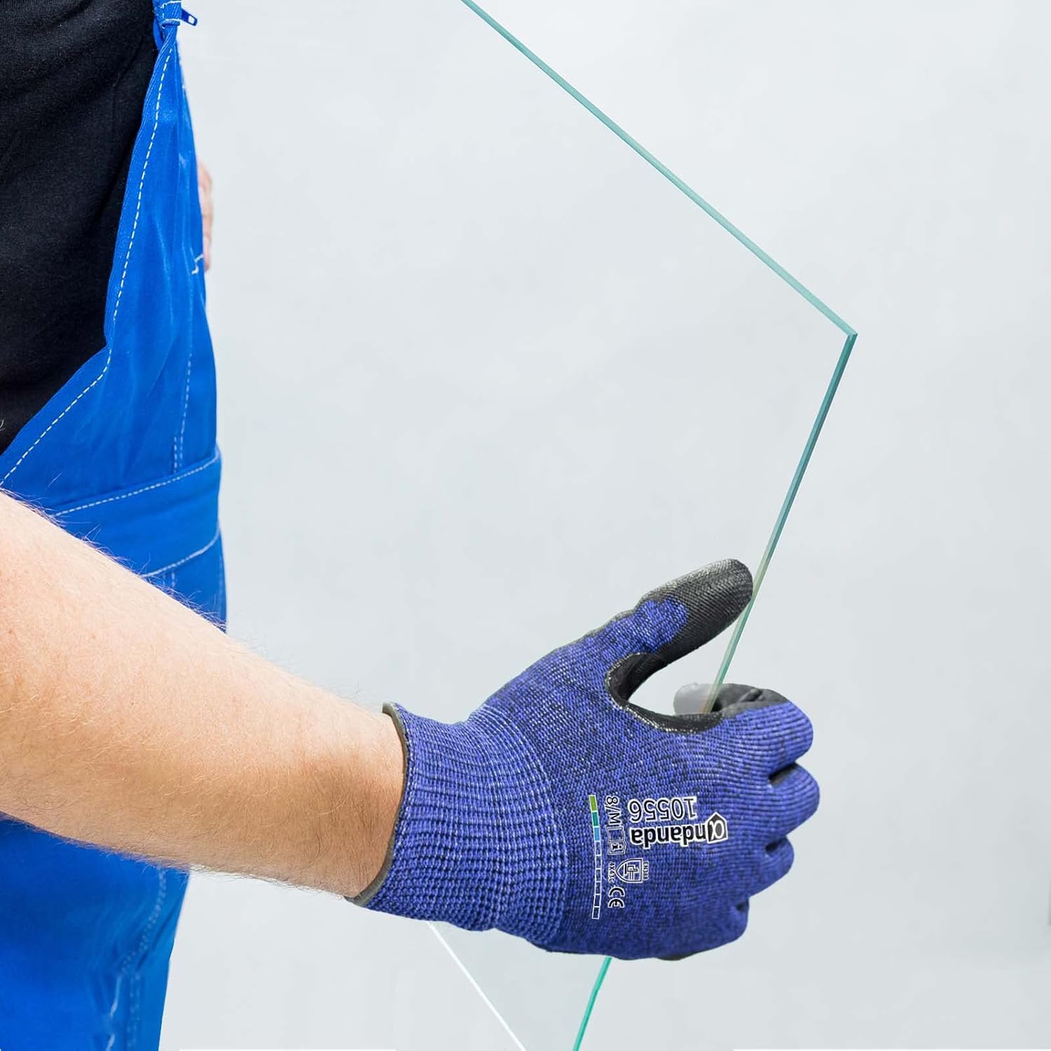 ANDANDA Level 5 Cut Resistant Gloves, 3D Comfort Stretch Fit, Double Frosted Nitrile Coated Work Gloves with Power Grip, Ideal Work Gloves for Handle Glass & Sharp Metal, Blue(XL),1Pair - Image 6