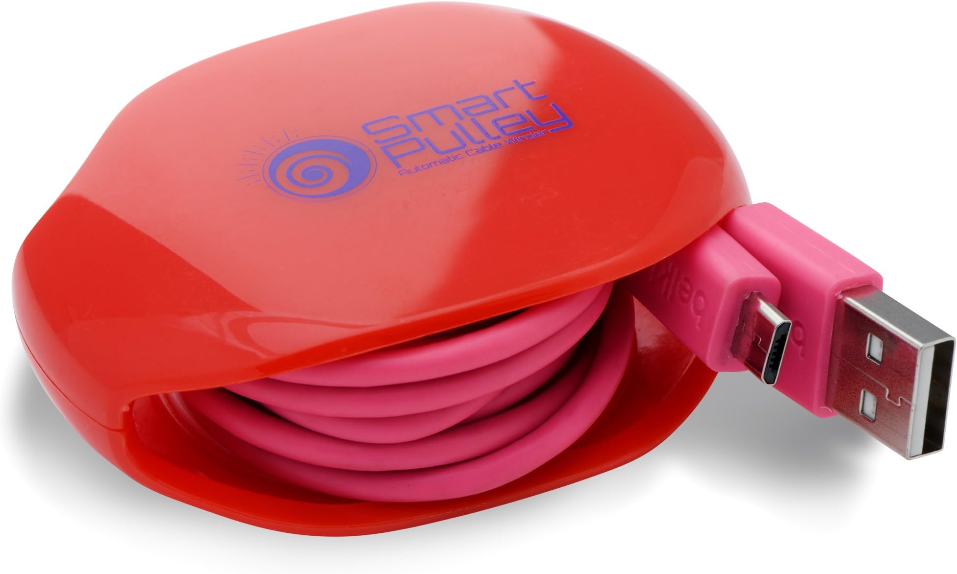 Automatic Cable Winder For USB Cables| Retractable Cable Organizer |Portable Cord Winder Small No More Tangled Cords (Large, Red)