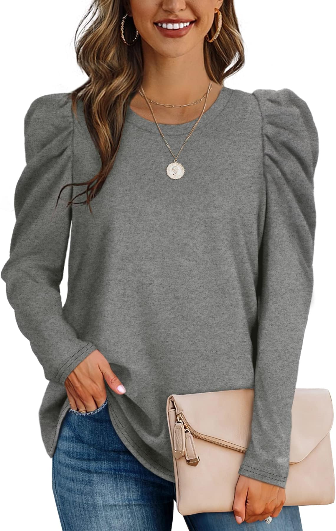 AokosorClearance Women Long Sleeves Tops Casual Sweatshirt Soft Fashion Shirts