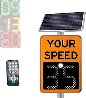Placa de advertencia de señal de velocidad de radar solar con accesorios para vecindarios callejeros