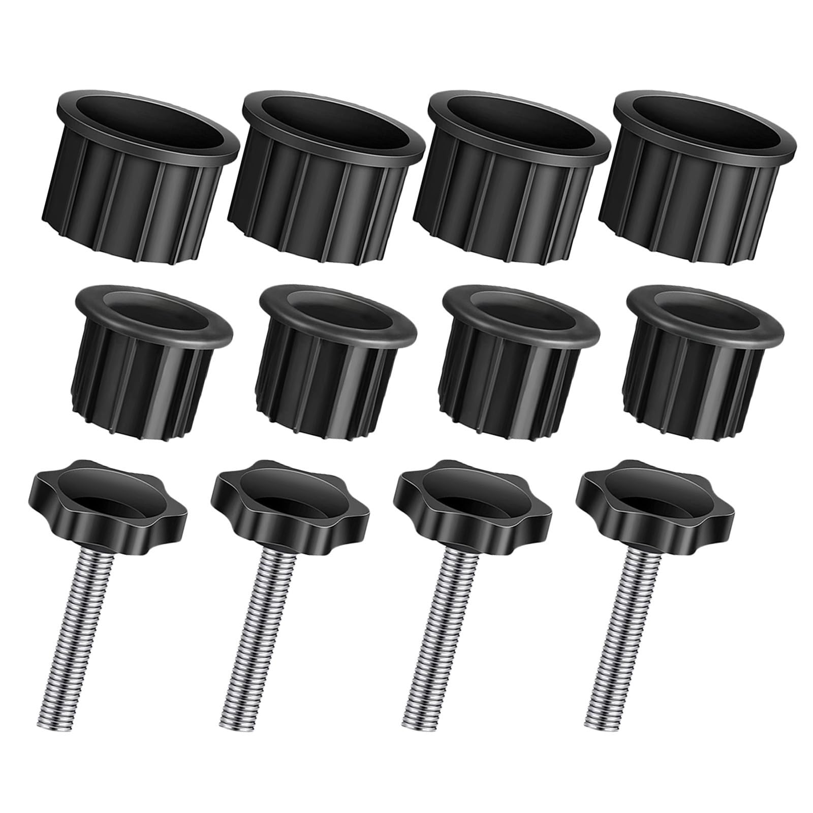 Juego de Repuestos para Base de Sombrilla Negra Lurrose de 12 Piezas con Tapa de Orificio
