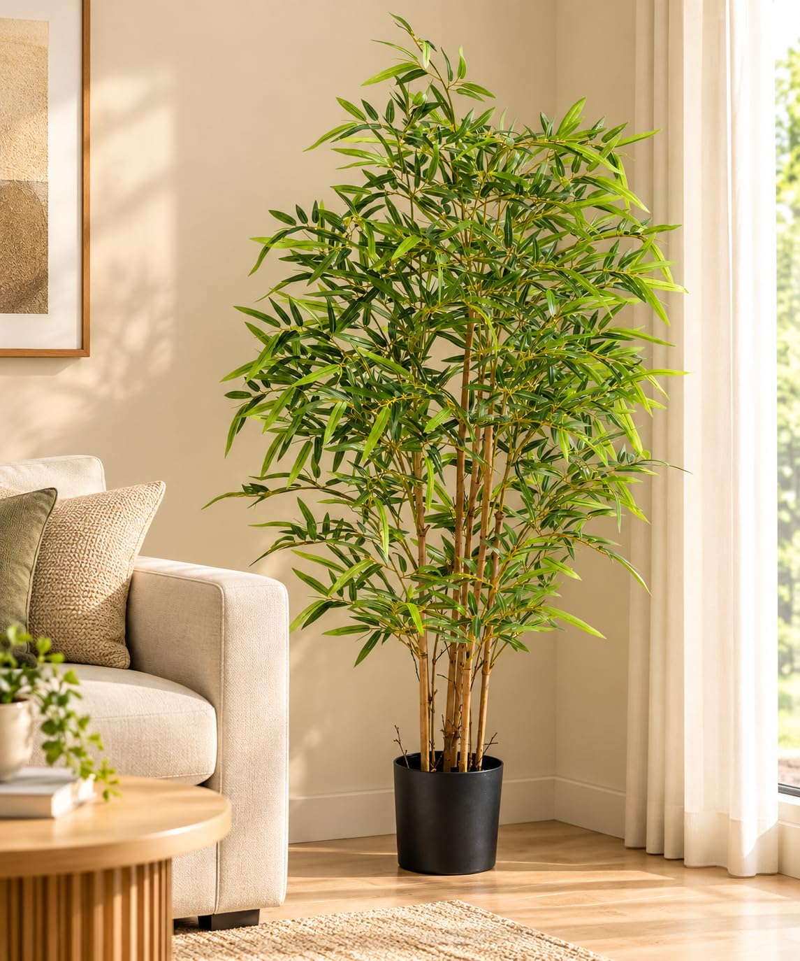 Arick Decor Bamboo Plant - 4ft Faux Tree with Pot -1