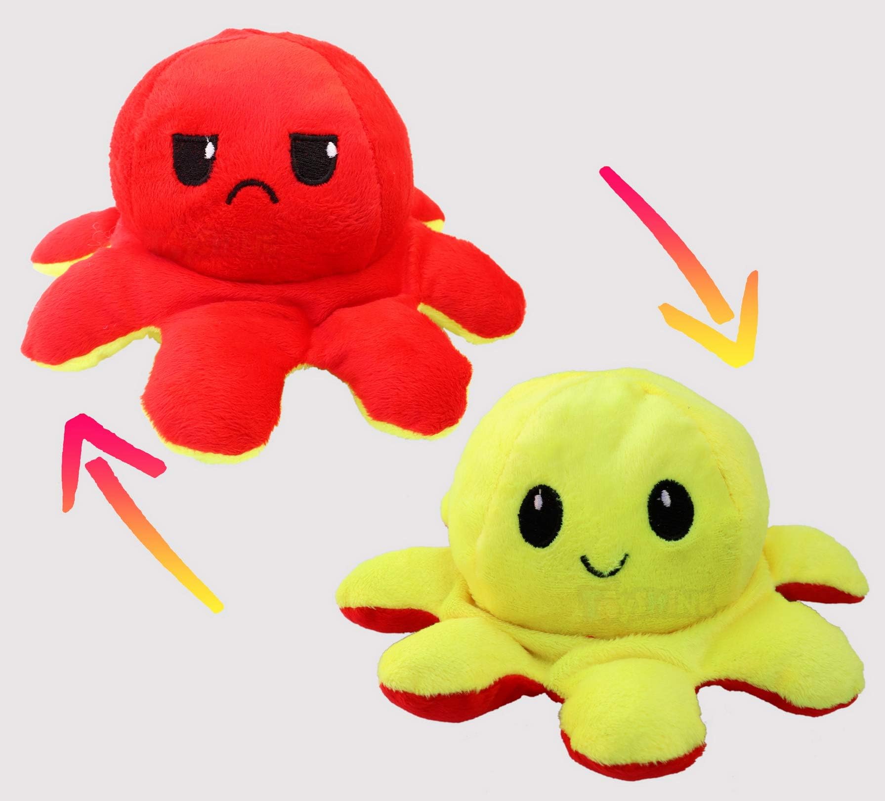 Toyshine Reversible Double-Sided flip Mood Octopus Cute Sensory Stuffed Animals That Show Your Mood - Multicolor