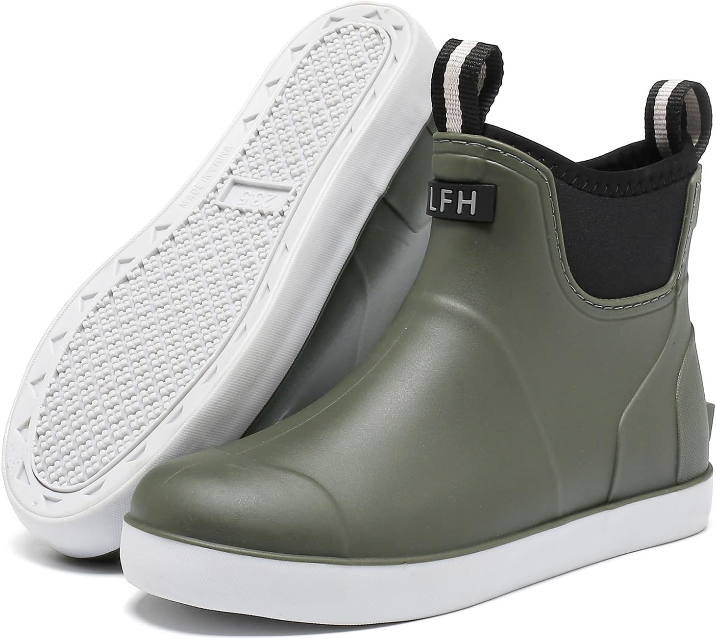 Women's Deck Boots, Waterproof Ankle Rain Boots with Anti-Slip Traction, Rubber Garden & Fishing Boots for Boating, Camping, Farming & Outdoor Work