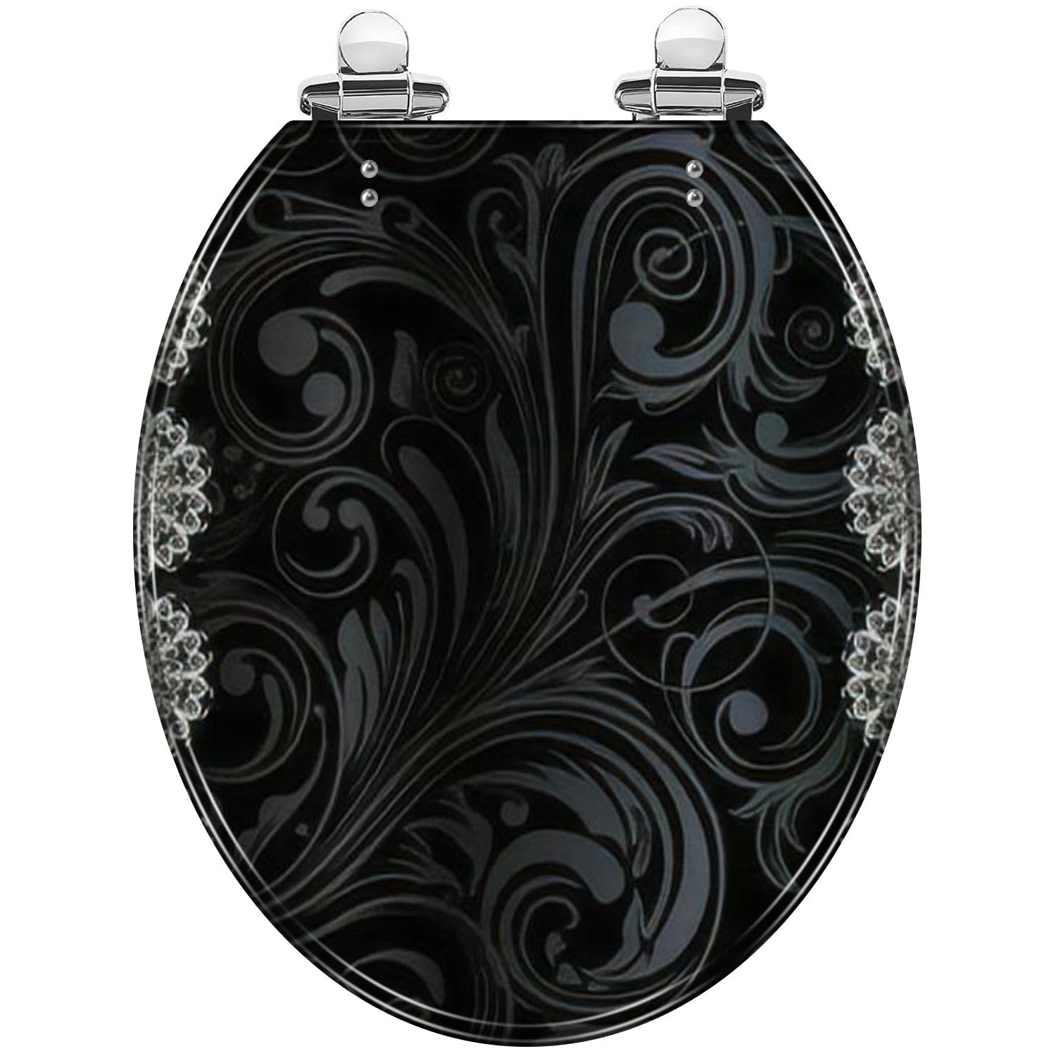 Round Toilet Seat floral Resin Toilet Seat with Quietly Close Quick Release Hinges Decorative Toilet Seat with Cover Easy to Clean and Install