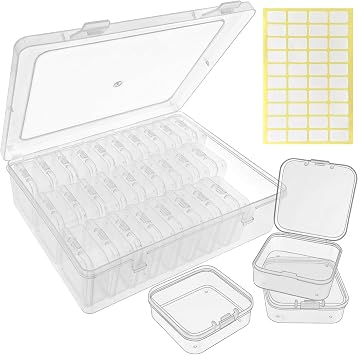 Guyuyii 30 Clear Plastic Bead Storage Containers with Hinged Lids & Labels | for Craft Supplies, Diamond Painting, Jewelry Making | Compatible with Beads, Earrings, Nail Art, Seeds, DIY Bracelet
