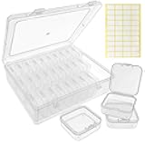 Guyuyii Bead Organizer Box - 30 Individual Small Clear Plastic Bead Organizers and Storage with Hinged Lid for Diamond Painting, Seeds & Jewelry - Portable Travel Container Set
