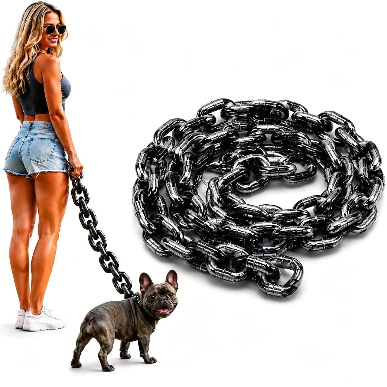 Fake Dog Chain, 5.95ft Lightweight Plastic Chain Dog Leash