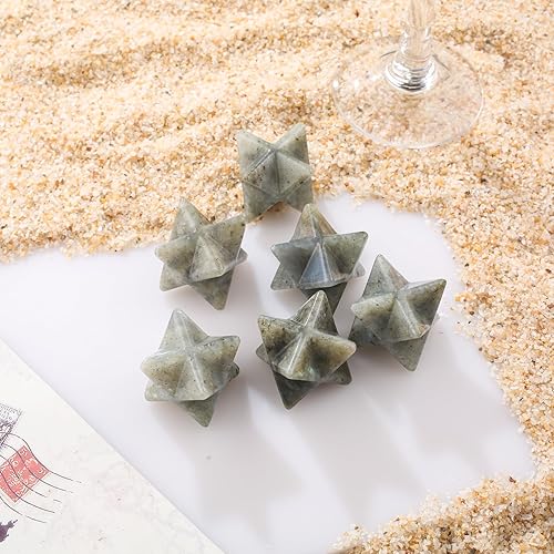 Miniatura 3 de GoldHarvet - Estrella Merkaba de cristal de 1 pulgada, piedra lunar natural 3D Merkaba protección de piedra sagrada meditación generador de energía