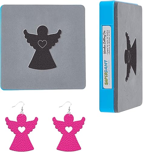 SUPERDANT Aretes de ángel con forma de corazón, joyería de madera troquelada, decoraciones colgantes, llavero troquelado para aretes para niñas,