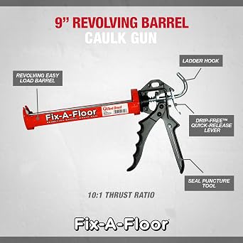 The Original Fix-A-Floor Loose Tile Repair Adhesive 10.1 oz. with Fix-A-Floor Revolving Barrel Caulk Gun Bundle