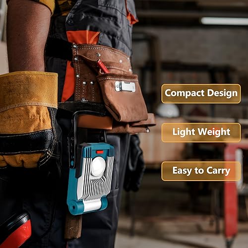 Miniatura 6 de Luz de trabajo LED para el lugar de trabajo con 3 modos, luz portátil de mano de 9 W alimentada por baterías de iones de litio Dewal de 18 V 20 V