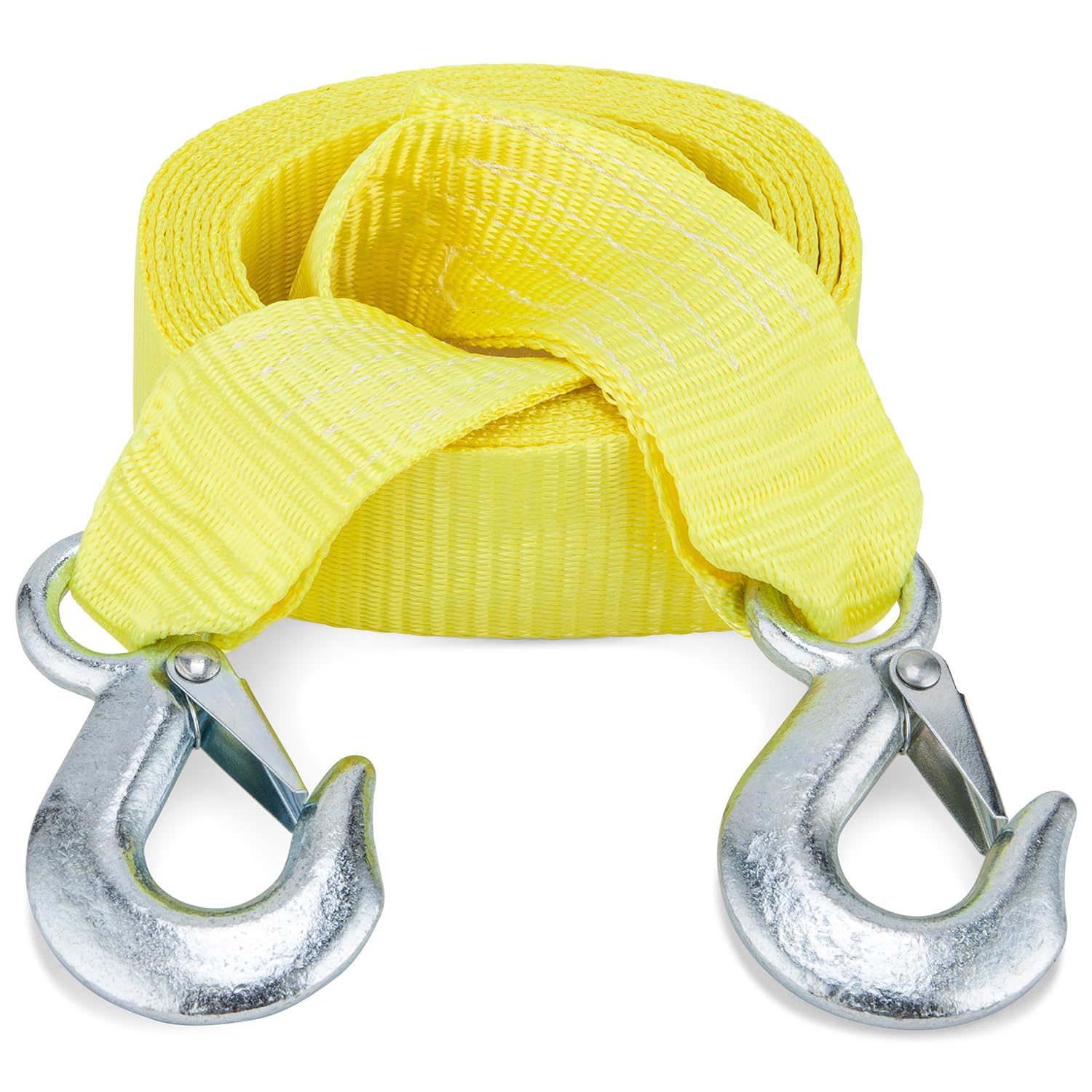 AOR Yellow Heavy-Duty Car Tow Rope with Safety Hooks - 10,000 lbs Capacity, 2' x 13' Towing Strap for Off-Road, 4x4, and Vehicle Recovery