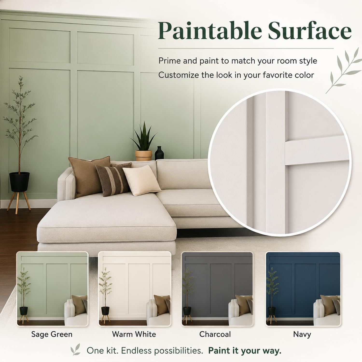Nuanchu 150 x 100 Inches MDF Board and Batten Wall Panel Kit Premade Wainscoting Kit Paintable Wainscoting Panels Decorative Frame Accent Molding Set for DIY Wall Room Home Decor