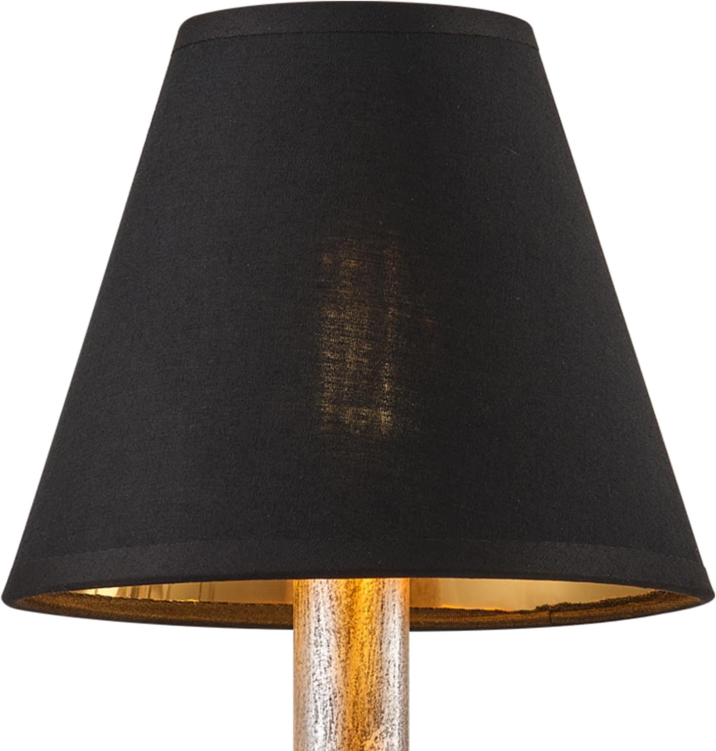 6 Pack Black Chandelier Shade with Gold Lining Hardback, 3" Top x 6" Bottom x 5" High, 3x6x5 Inches Lampshade, Perfect Cover for 6-Light Pendant Light Wall Sconce, Clip On Bulb E12 Socket(Small Size)