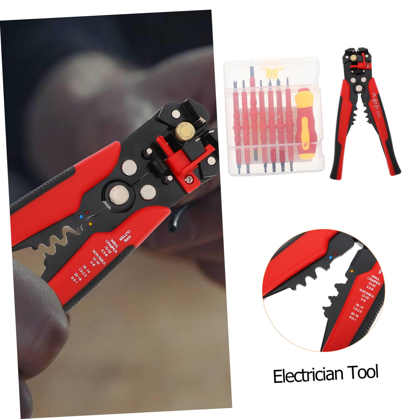 DOITOOL Kit de Herramientas para Electricistas con Alicates Multifunción y Destornilladores Antideslizantes para Eléctrico Profesional