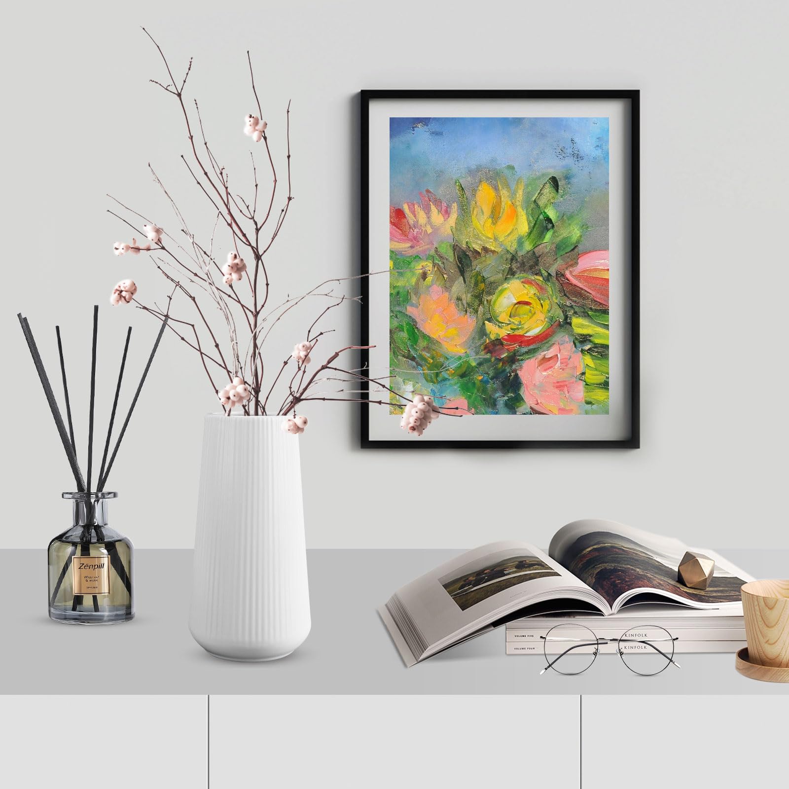 White Ceramic Vase, GUKJOB Flower Vase Ceramic Vase for Flowers, Decorative White Vase for Pampas Grass, Small Vase for Home Living Room Dining Table Farmhouse Office Decor - 4.13"L x 2.95"W x 7.72"H