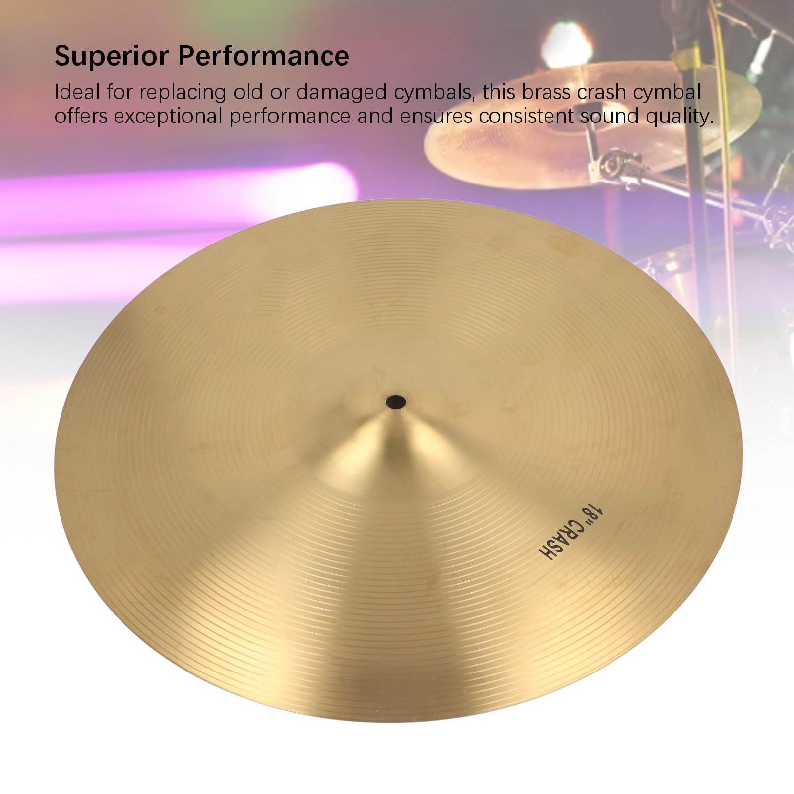 Piatto Crash Crisp, Piatto Crash Per Esercitazione, Piatto Per Batteria Jazz In Ottone Sonoro Per Appassionati Di Musica Professionisti (18 Inch)