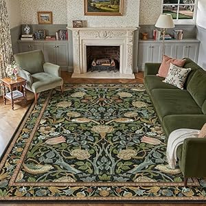 Green Entryway Rug 2x3 Washable Vintage Door Mat Soft Low Pile Carpet Non Slip Distressed Small Floral Throw Rug for Hallway Kitchen Bedroom Office Bathroom Laundry 2' x 3' (Rectangular) Bor