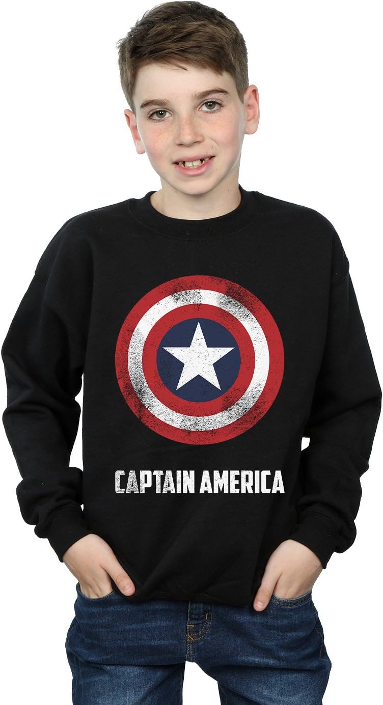 Marvel Boys Captain America Shield Text Sweatshirt 9-11 Years Black