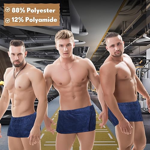 Miniatura 7 de Mixweer 4 piezas de toallas de baño para hombre, pantalones cortos, envoltura de ducha para hombres, 11.81 pulgadas, toalla con cierre para hombres,