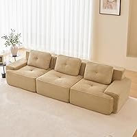 Vista 34 de Sofás modernos sin hueso de 152 pulgadas para sala de estar, sofá modular de pana, sofá modular camel, sofás de 4 plazas para sala de estar, sofás