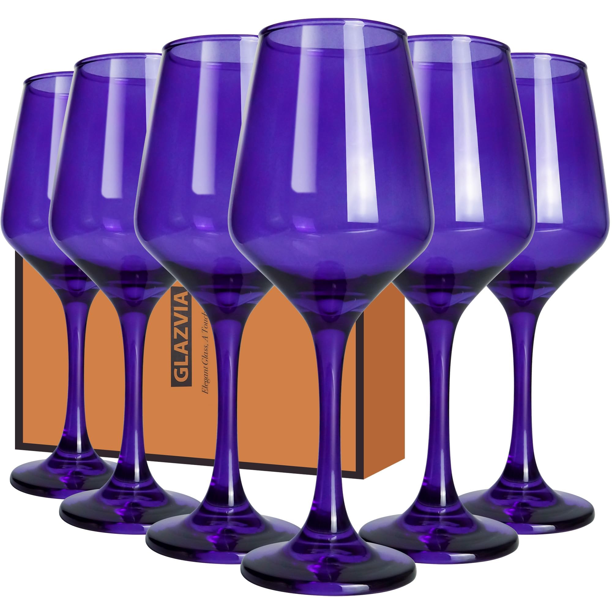 GLAZVIA Purple Wine Glasses Set of 6, 14oz Stemmed Crystal Glasses, Thick & Colored, Dishwasher Safe Stemware for Red or White, Gift for Party, Holiday, Anniversary, Restaurant, Home Bar, Daily Use â image 1