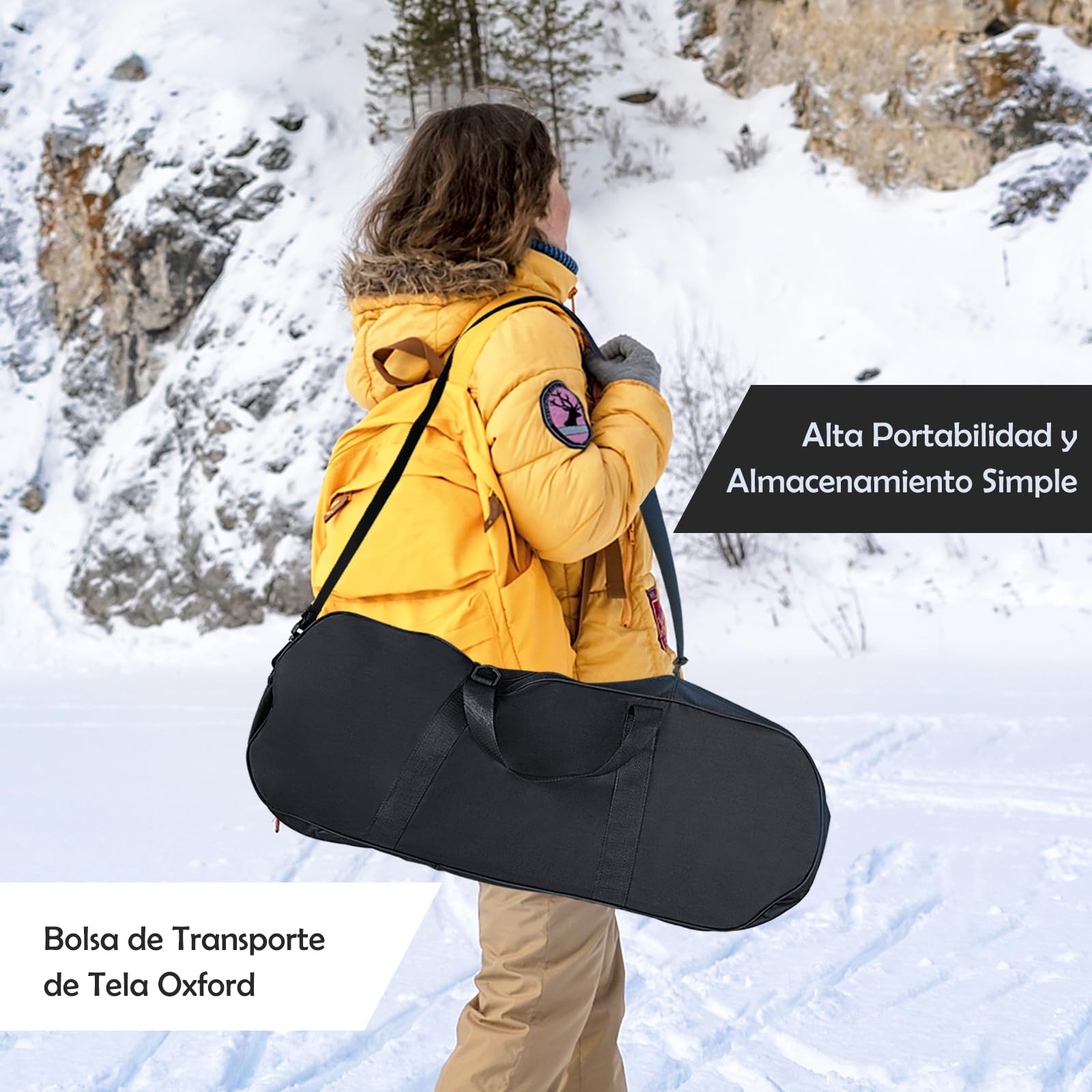 GYMAX Juego de Raquetas de Nieve 3en1 Aluminio 53/63/76 cm Bastones de Trekking Bolsa de Transporte