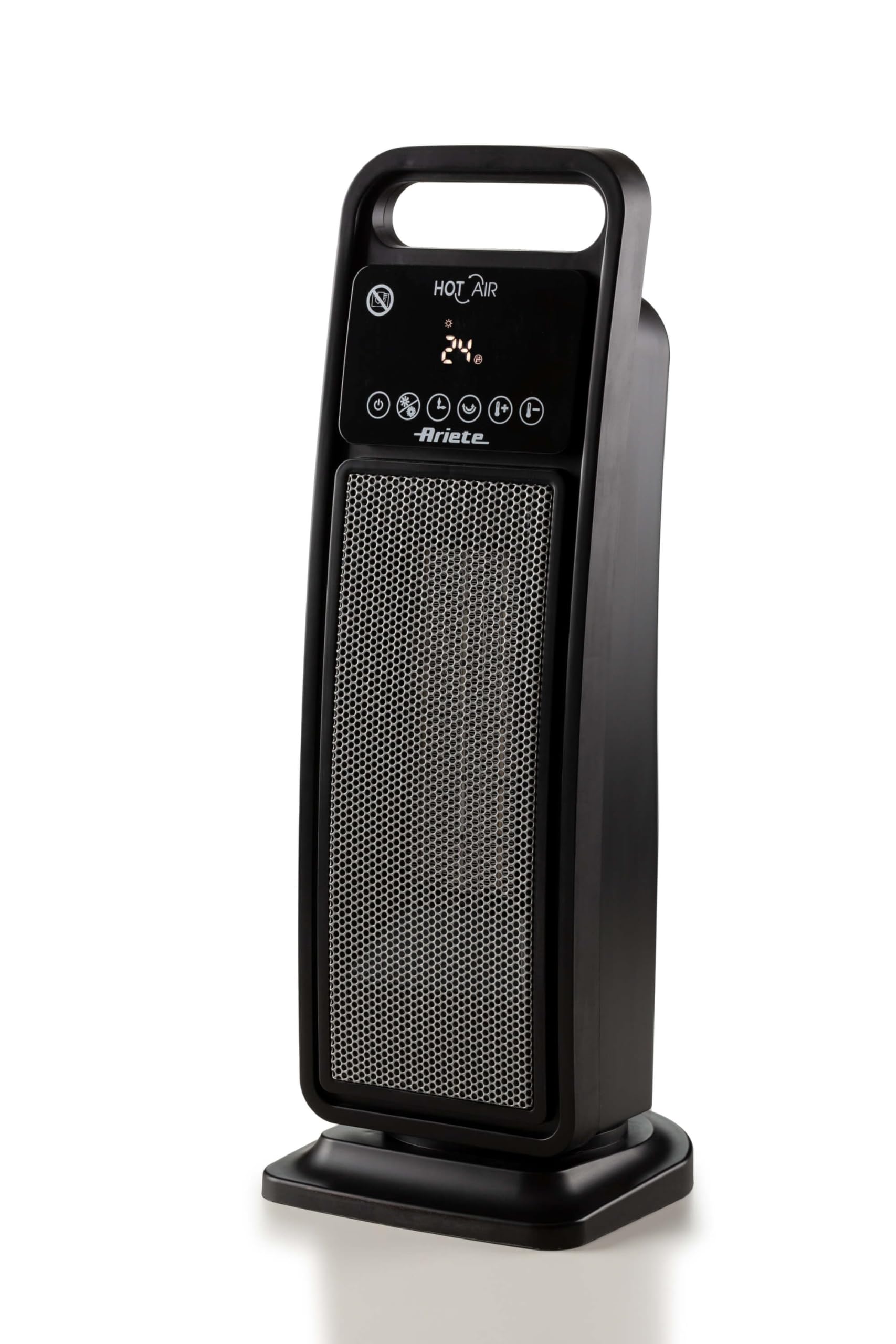 Ariete 8212 Stufa elettrica a torre, 2000W, Funzione ventilazione, Funzione oscillazione, Timer fino a 8 ore, Led display, Tecnologia ceramica, Basso consumo energetico, Nero