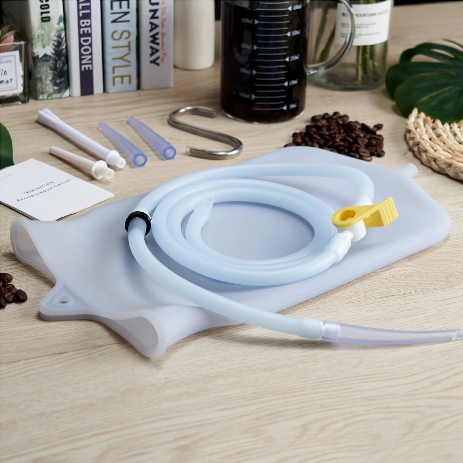Kit de Bolsas de Enema para Limpieza de Colon para Mujeres y Hombres, Kit de Café Orgánico para Enema de Café, Bolsa de Ducha Anal Reutilizable para Mujeres y Hombres, Kit de Enema de 2 Cuar