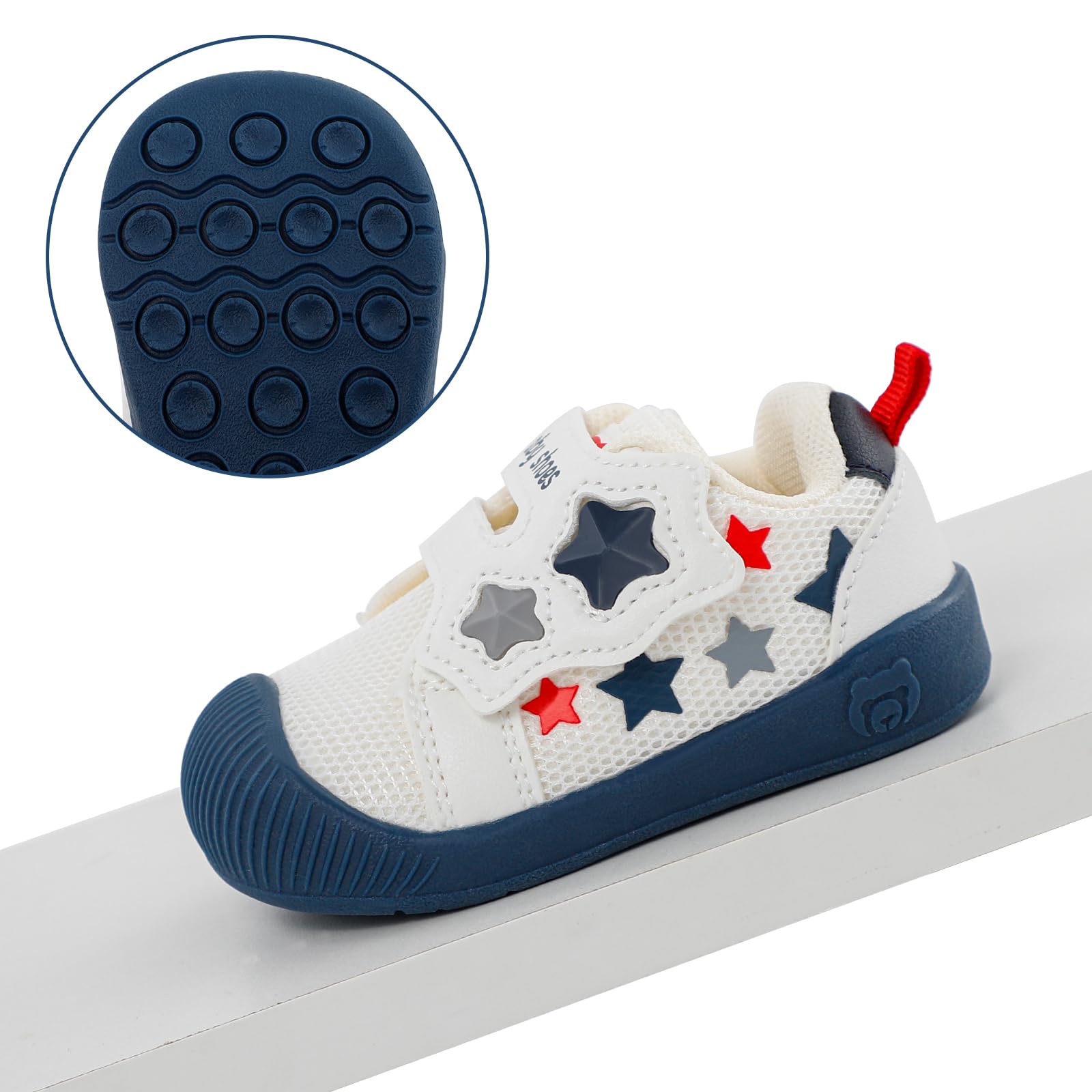 LACOFIA Zapatos Primeros Pasos Bebé Niños Calzado Respetuoso Bebé Zapatillas Deporte con Suela Goma Antideslizante Bebé