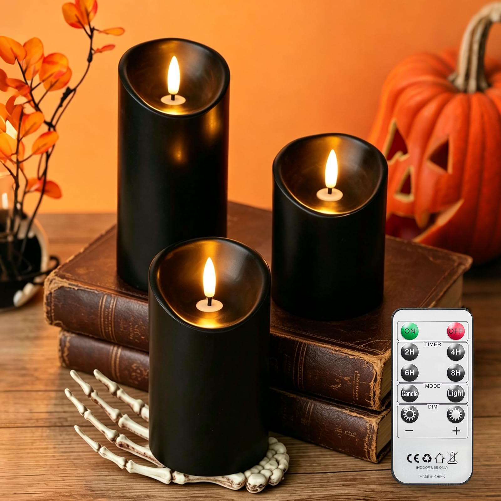 Bougies LED sans flamme à piles pour Halloween, Noël, décoration