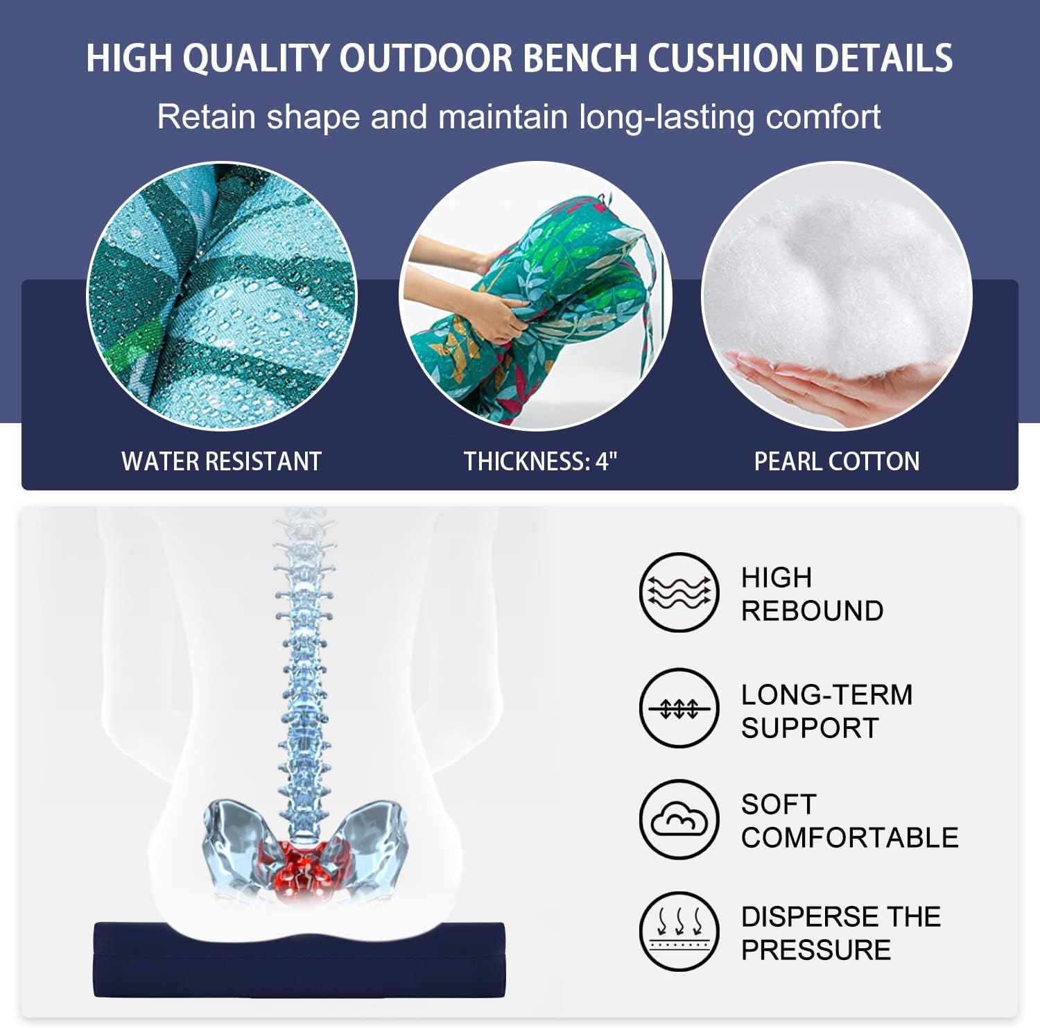 Swing Cushions 3 Seater Replacement, Swing Replacement Cushions Waterproof Porch Swing Cushions 2-3 Seater Outdoor Swing Cushions for Outdoor Furniture (40 * 60 in, Green Flower)…