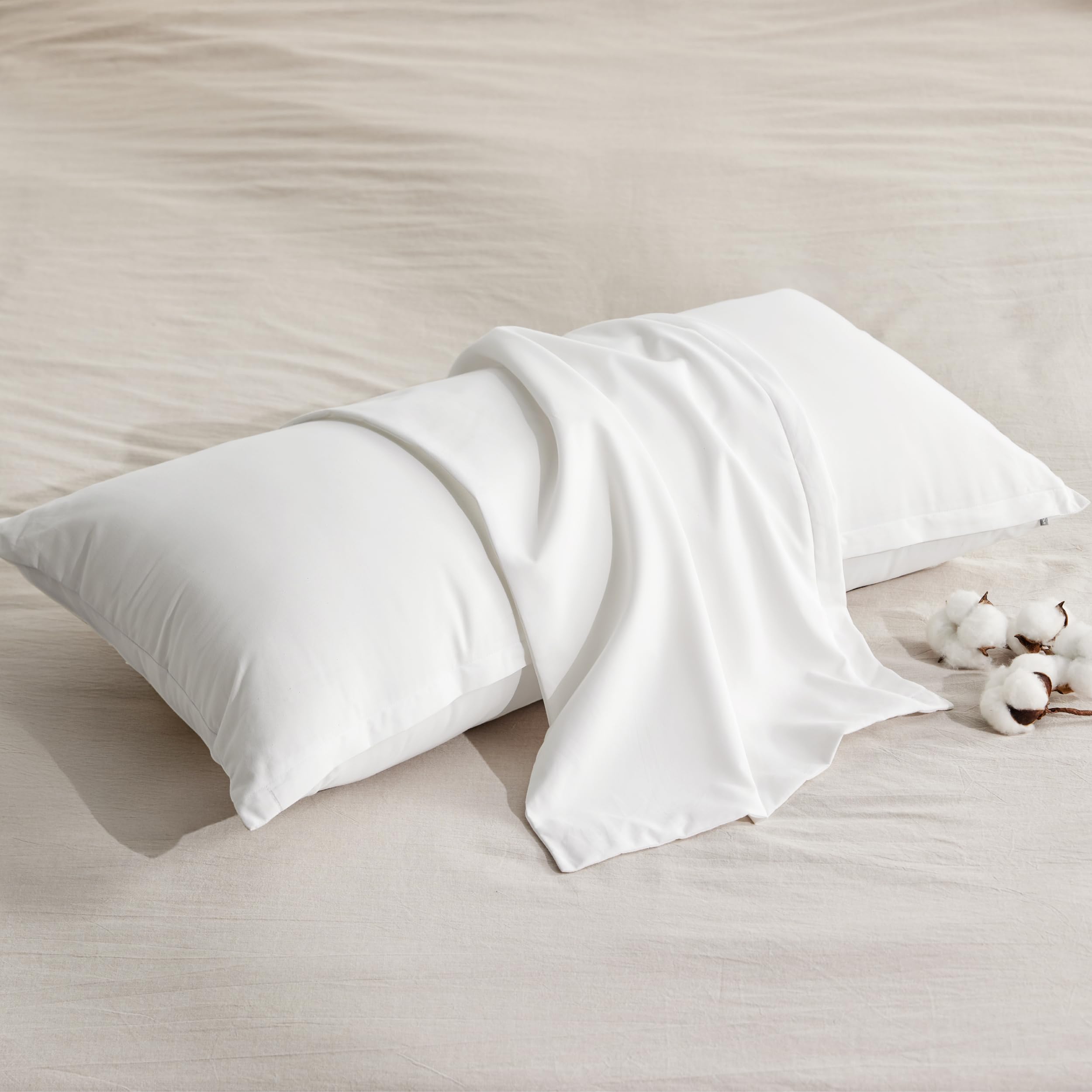 BEDSURE Kissenbezug 40x60 2er Set - 100% Baumwolle Kopfkissenbezug Weiß