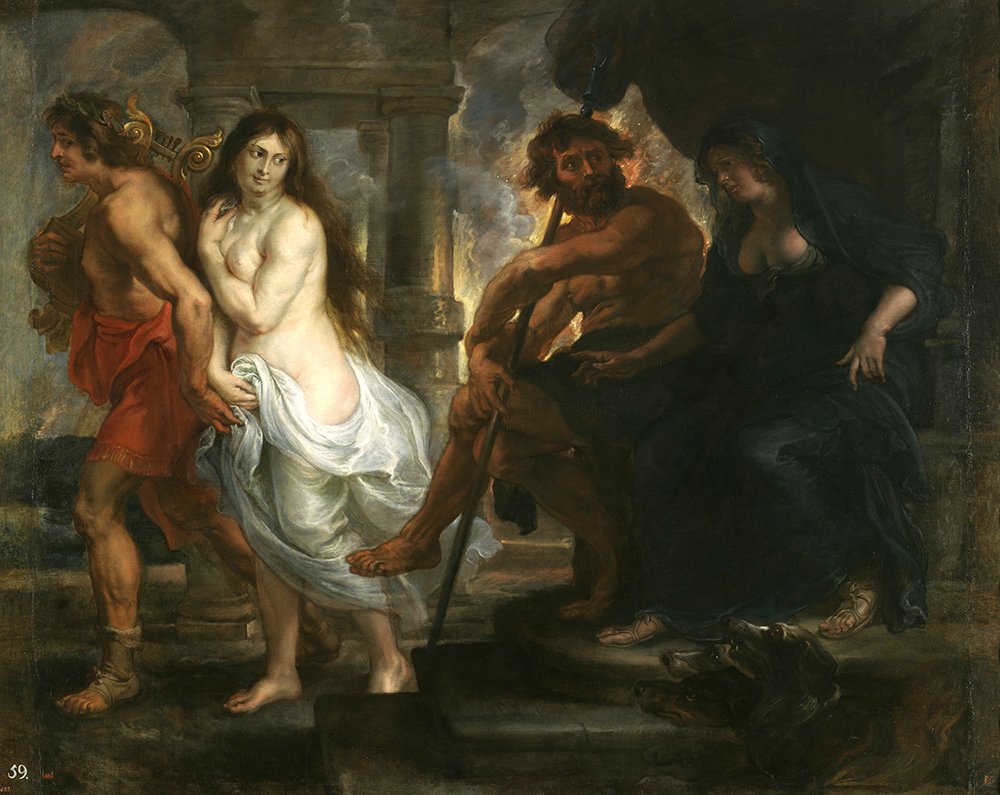 Toile Rubens Orpheus and Eurydice avec cadre marron, l'émotion baroque à la maison